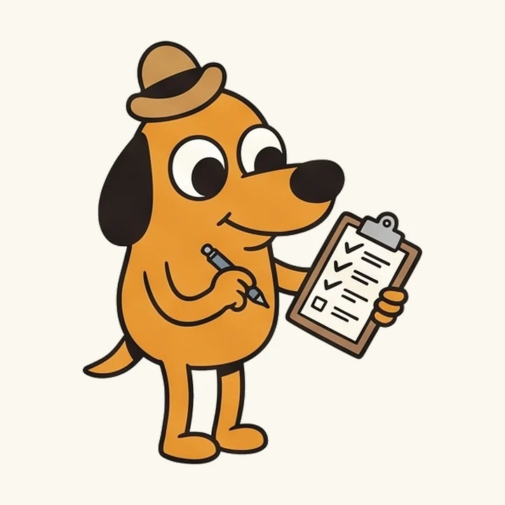 Bobi a rever trabalho com uma prancheta
