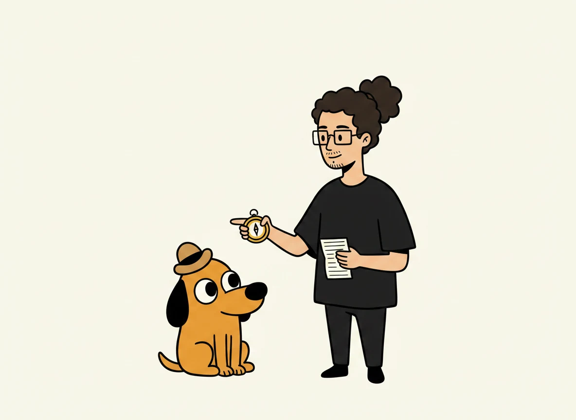 Jorge orienta o Bobi com uma bússola e um mapa