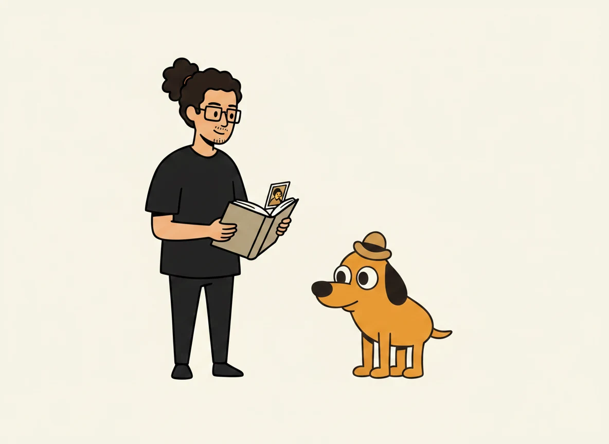 Jorge treina o Bobi com um livro e um exemplo